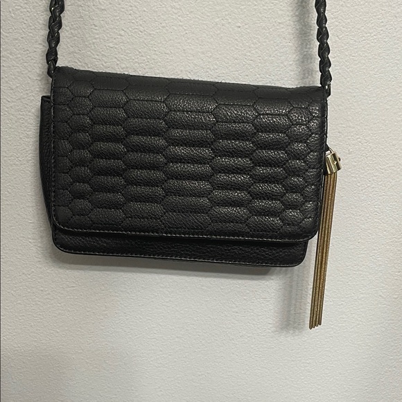 Aimee Kestenberg Handbags - Aimee Kestenberg Black Leather Crossbody Bag with Gold Tassel